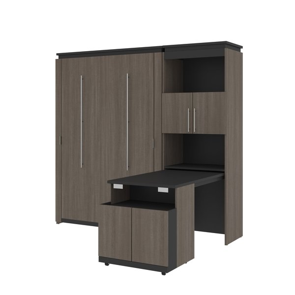 Bestar Orion Full Murphy Bed and Shelving Unit with Fold-Out Desk (89W), Bark Gray & Graphite 116865-000047
